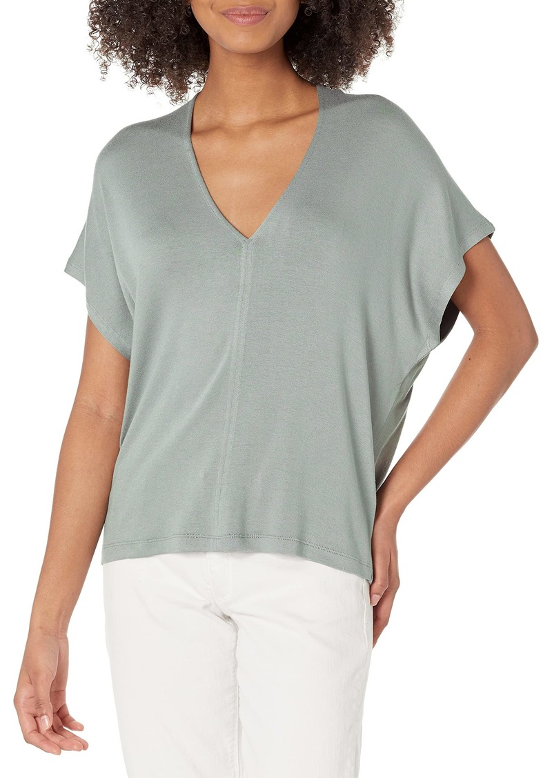 Vince Womens DBL V-NECK POPOVERSEA STONEMEDIUM