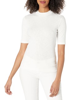 Vince Women's Elbow Sleeve Mock Neck Off White Extra Small