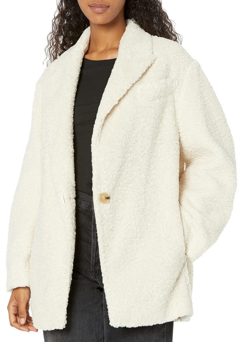Vince Womens Faux Fur Blazer Coat HORCHATA SMALL