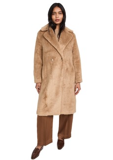 Vince Womens Faux Sherling Coat SAND SHELL LARGE