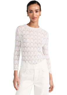 Vince Womens FINE LACE 3/4 Sleeve Crew Neck