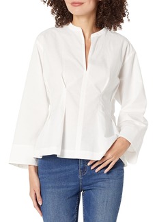 Vince Womens Fitted Band Collar Blouse