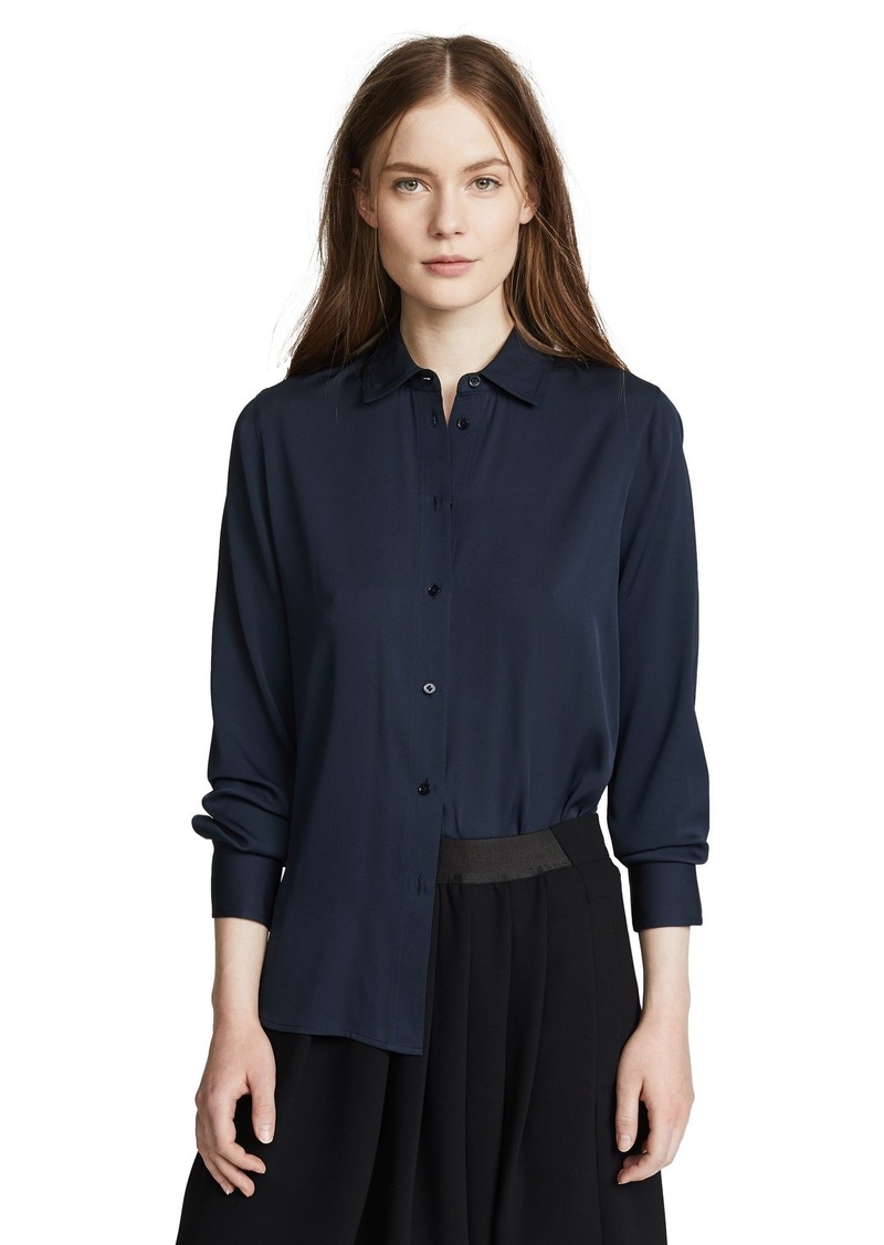 Vince Women's Slim Fitted Blouse  Blue XXSmall
