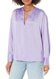 Vince Womens Smocked L/S Blouse