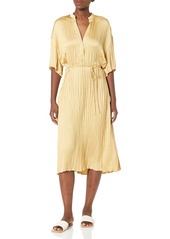 Vince Womens S/S Crushed Band Collar Dress