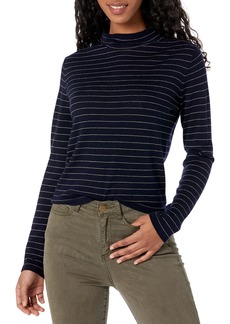 Vince Women's Striped Saddle Sleeve Pullover DEEP Lapis/H Chamois