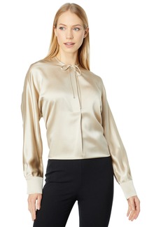 Vince Womens Tie Neck Band Collar Blouse Shirt   US