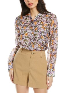 Vince Womens Wisteria Vine Relaxed Band Collar Blouse
