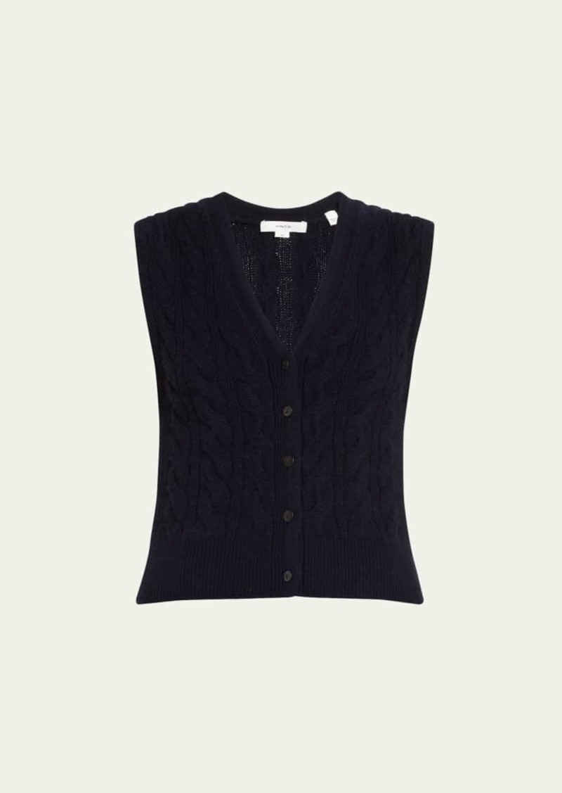 Vince Wool and Cashmere Cable-Knit Vest