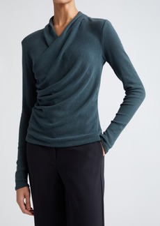 Vince Wrap Front Long Sleeve Knit Top