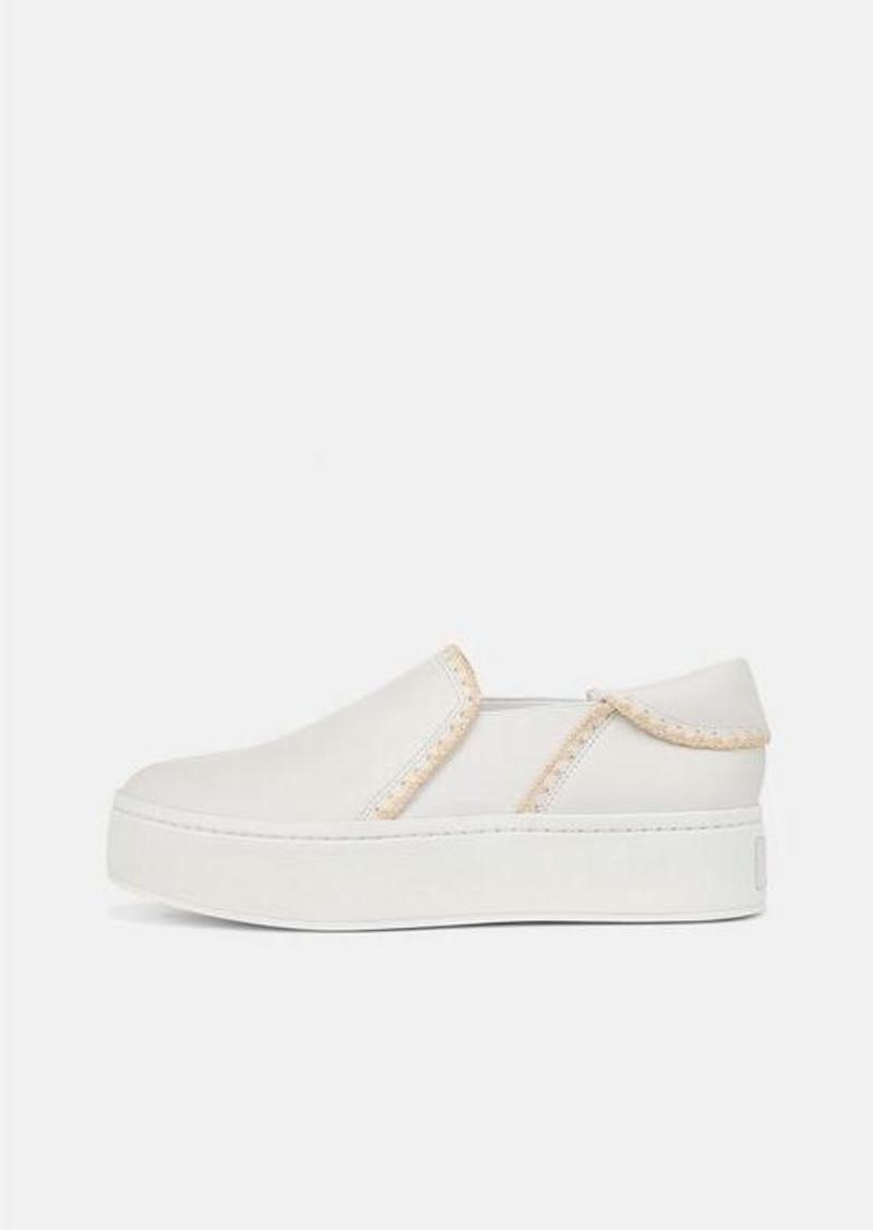 Vince Warren Raffia-Trim Leather Sneaker