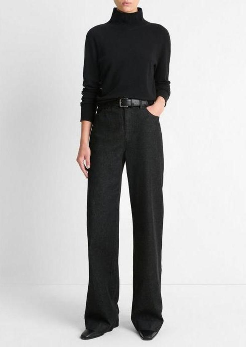 Vince Washed Cotton Denim Double-Waistband Trouser