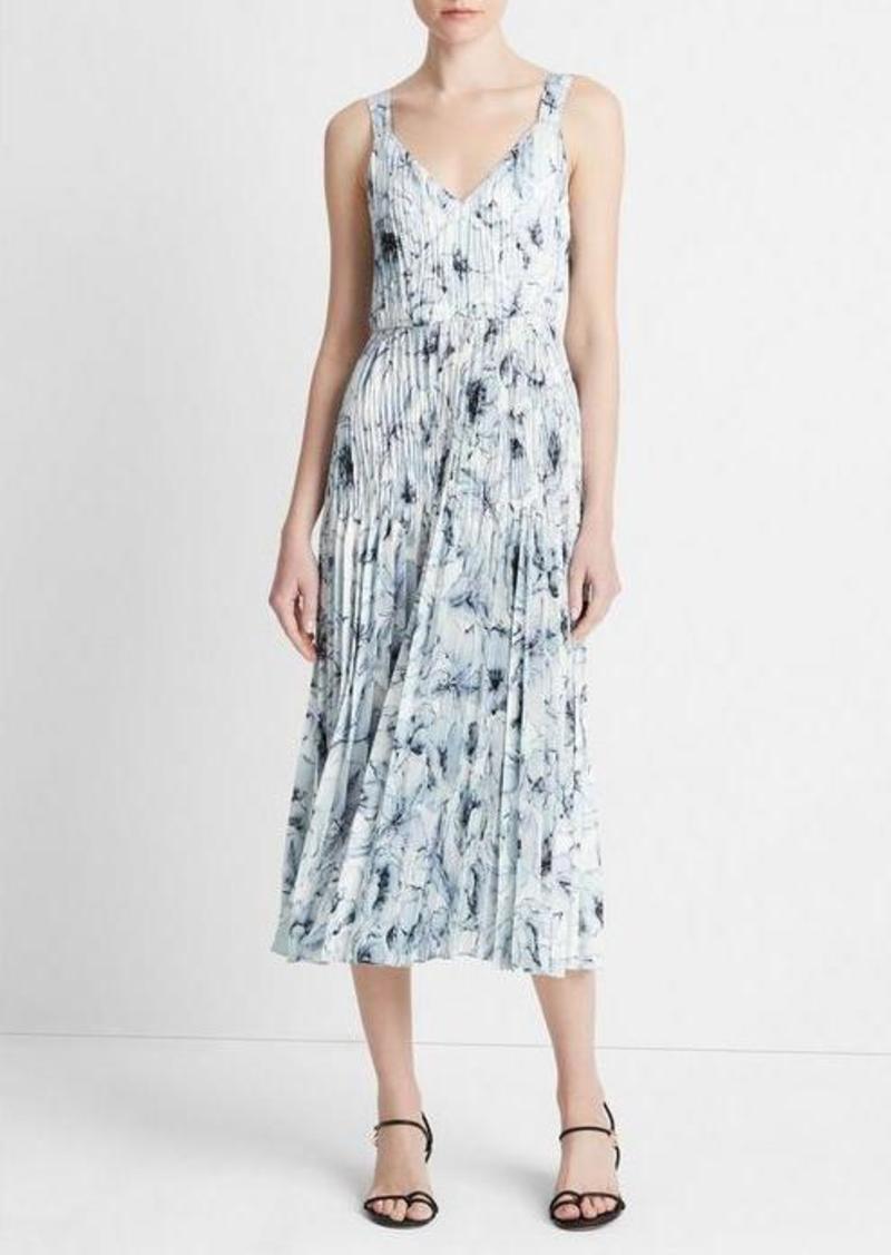 Vince Washed Lily Pleated V-Neck Dress