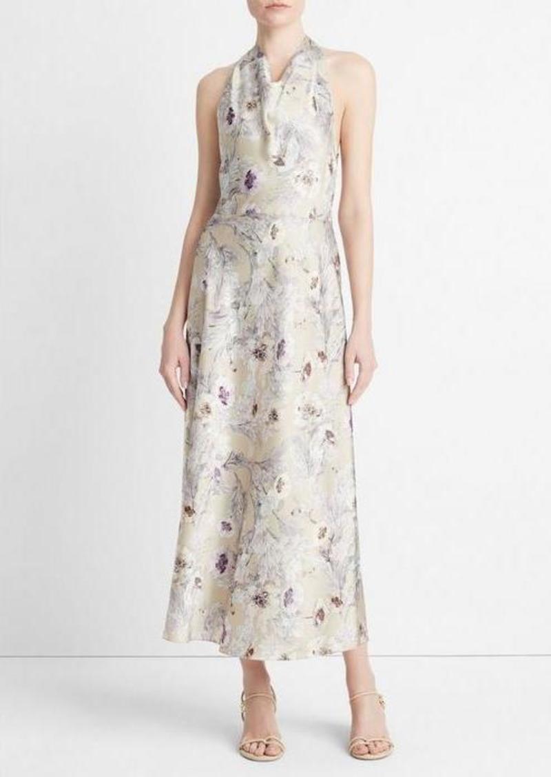 Vince Wild Flower Cowl-Neck Halter Dress