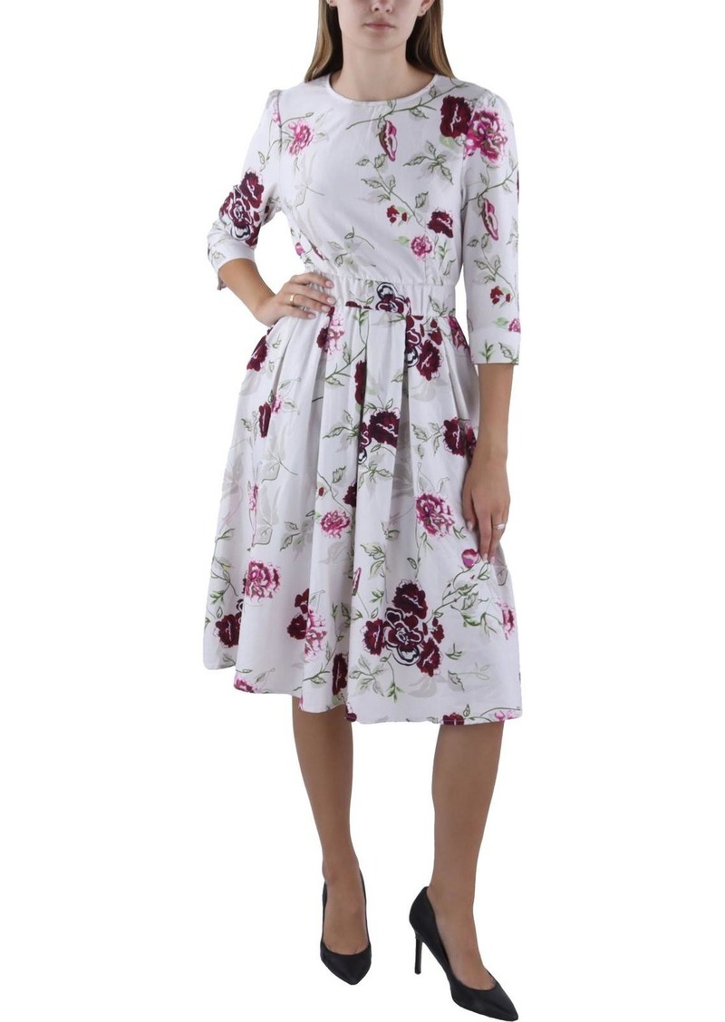 Vince Womens Floral Pleated Midi Dress