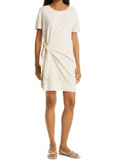 VINCE Classic Stripe Side Tie Cotton Knit Dress in Off White/Pale Walnut at Nordstrom