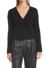 Vince Ribbed Wool & Cashmere Cardigan in Black at Nordstrom