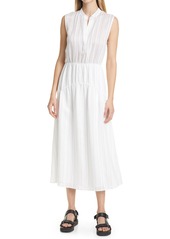 VINCE Stripe Tiered Sleeveless Dress in Optic White/Black at Nordstrom