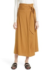 Vince Tie Front Cotton Skirt in Mosswood at Nordstrom