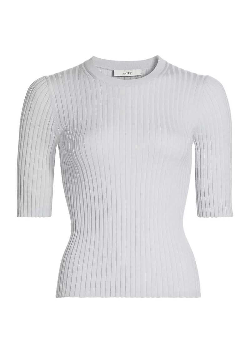 Vince Wool & Silk-Blend Rib-Knit Top