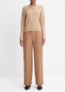 Vince Wool-Blend Twisted Cable Crew Neck Sweater