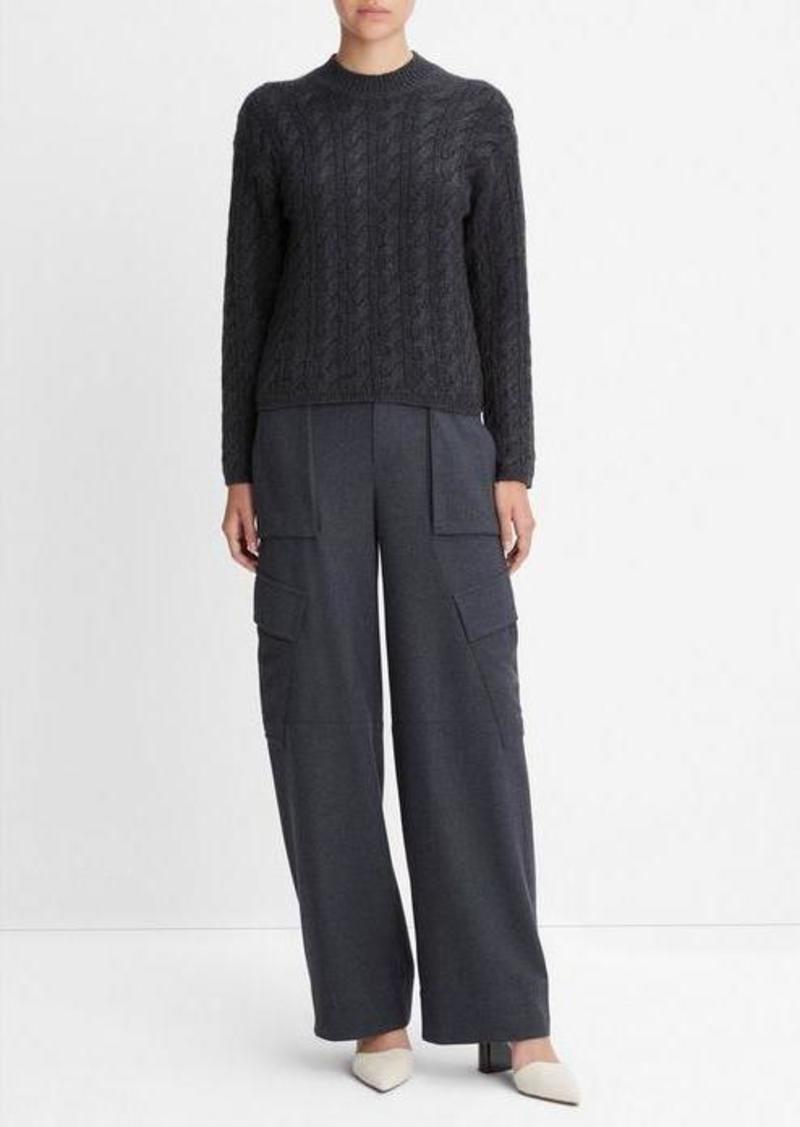 Vince Wool-Blend Twisted Cable Crew Neck Sweater