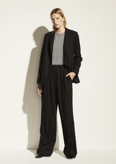Vince Wool Flannel Wide Leg Pull On Pant