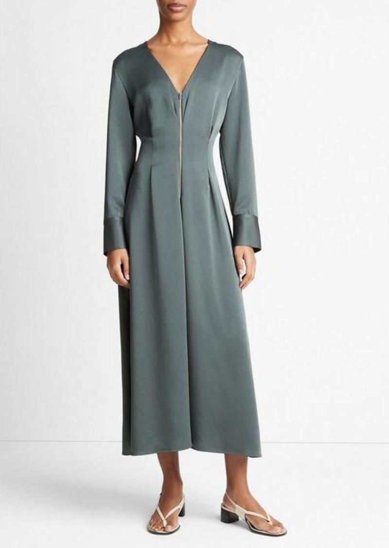 Vince Zip-Front Long-Sleeve Dress