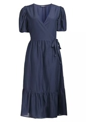 Vineyard Vines Cotton & Silk Wrap Midi-Dress