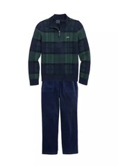 Vineyard Vines Little Boy's & Boy's Plaid Merino Wool Half-Zip Pullover