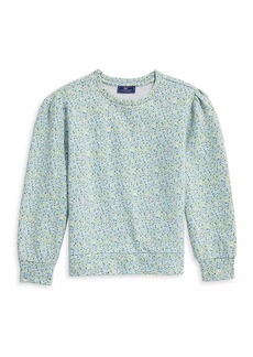 Vineyard Vines Little Girl's & Girl's Floral Puff-Sleeve Sweatshirt