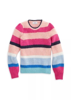 Vineyard Vines Little Girl's & Girl's Striped Puff-Sleeve Crewneck Sweater