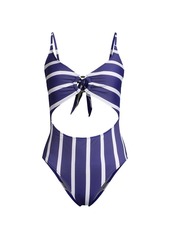 Vineyard Vines Striped Cut-Out One-Piece Swimsuit
