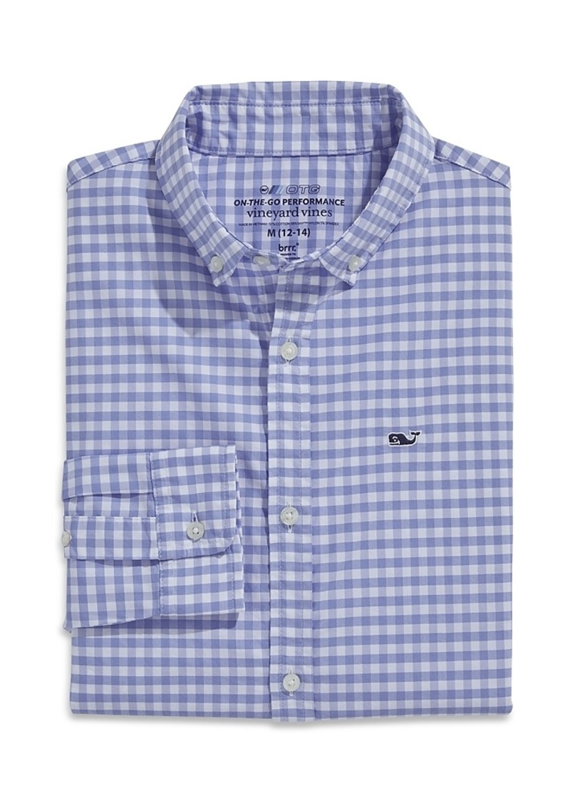 Vineyard Vines Boys' On-The-Go Brrr Gingham Button Down Shirt - Little Kid, Big Kid