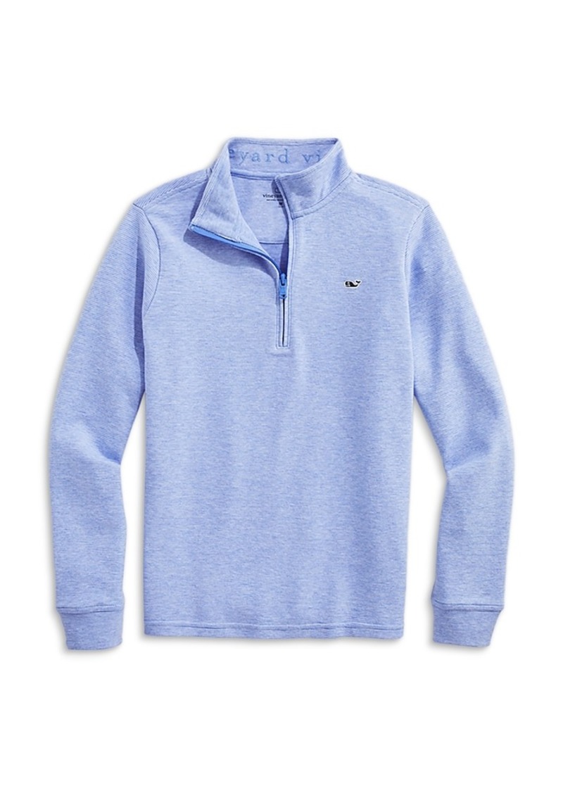 Vineyard Vines Boys' Saltwater Stripe Quarter Zip Mock Neck Sweatshirt - Little Kid, Big Kid