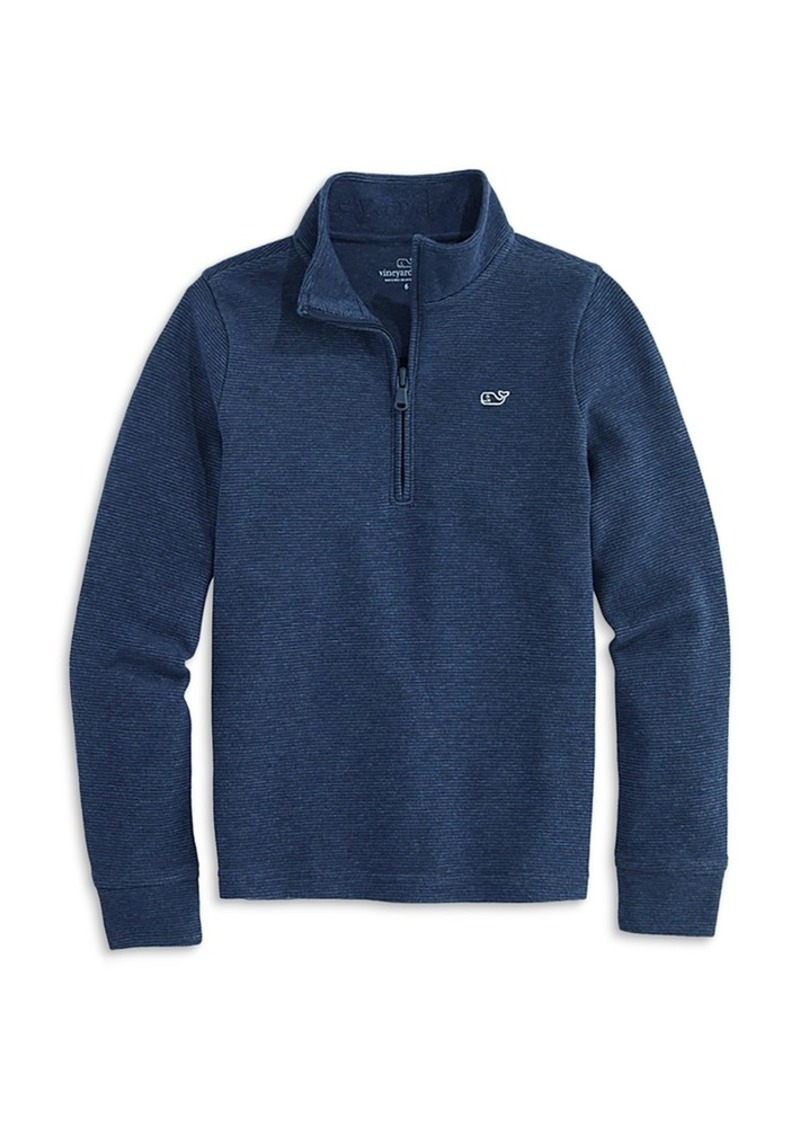 Vineyard Vines Boys' Saltwater Stripe Quarter Zip Mock Neck Sweatshirt - Little Kid, Big Kid