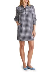 vineyard vines Floral Long Sleeve Silk Blend Poplin Shirtdress