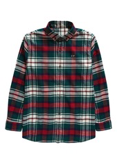 vineyard vines Kids' Check Cotton Stretch Flannel Button-Down Shirt in Charleston Green at Nordstrom Rack