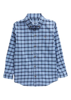 vineyard vines Kids' Check Cotton Stretch Flannel Button-Down Shirt in Check Nautical Navy at Nordstrom Rack
