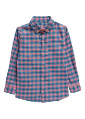 vineyard vines Kids' Check Cotton Stretch Flannel Button-Down Shirt in Check Sailors Red at Nordstrom Rack