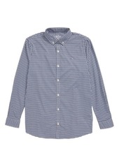vineyard vines Kids' Gingham Performance Whale Button-Down Shirt in Deep Bay at Nordstrom