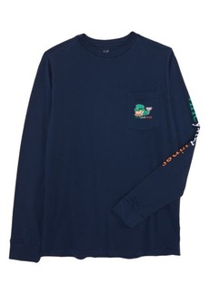 vineyard vines Kids' Pot of Gold Whale Graphic Long Sleeve Pocket Tee in Blue Blazer at Nordstrom