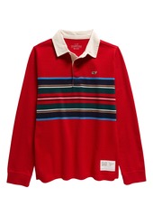 vineyard vines Kids' Stripe Organic Cotton Rugby Polo in Marshmallow at Nordstrom Rack