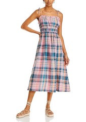 Vineyard Vines Linen Plaid Smocked Dress