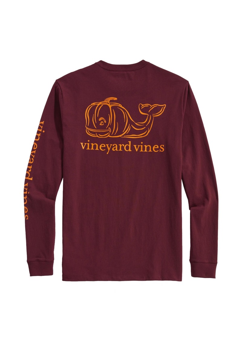 vineyard vines Men's Carved Pumpkin Whale Long-Sleeve Tee