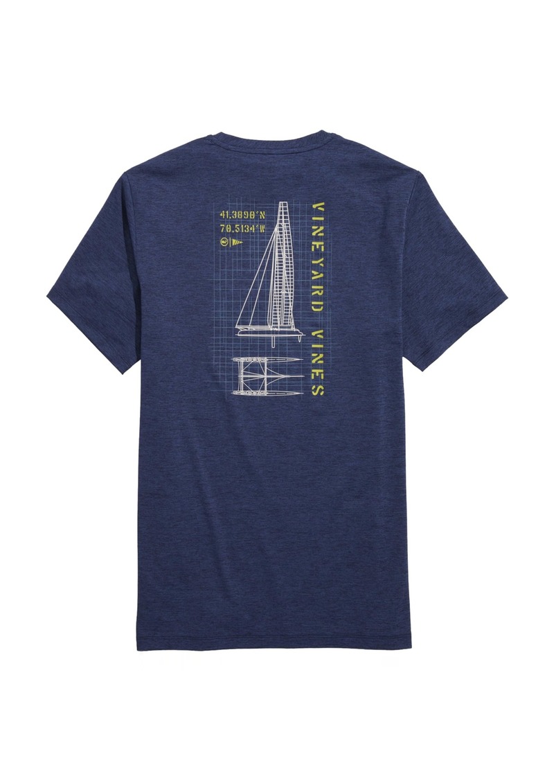 vineyard vines Men's Catamaran Blueprint Short-Sleeve Harbor Performance Tee