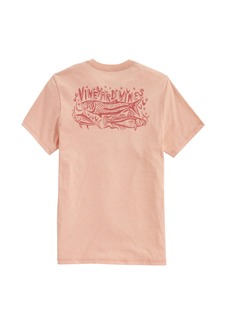 vineyard vines Men's Fish Stamp Short-Sleeve Dunes Tee Tequila Sunrise HTHR