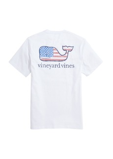 vineyard vines Men's Flag Whale Short Sleeve Pocket Tee