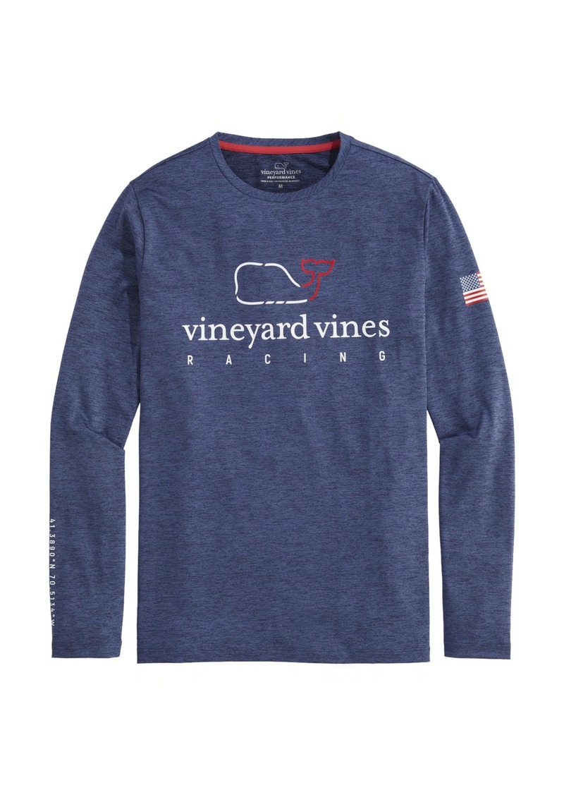 vineyard vines Men's Racing Whale Long-Sleeve Harbor Performance Tee