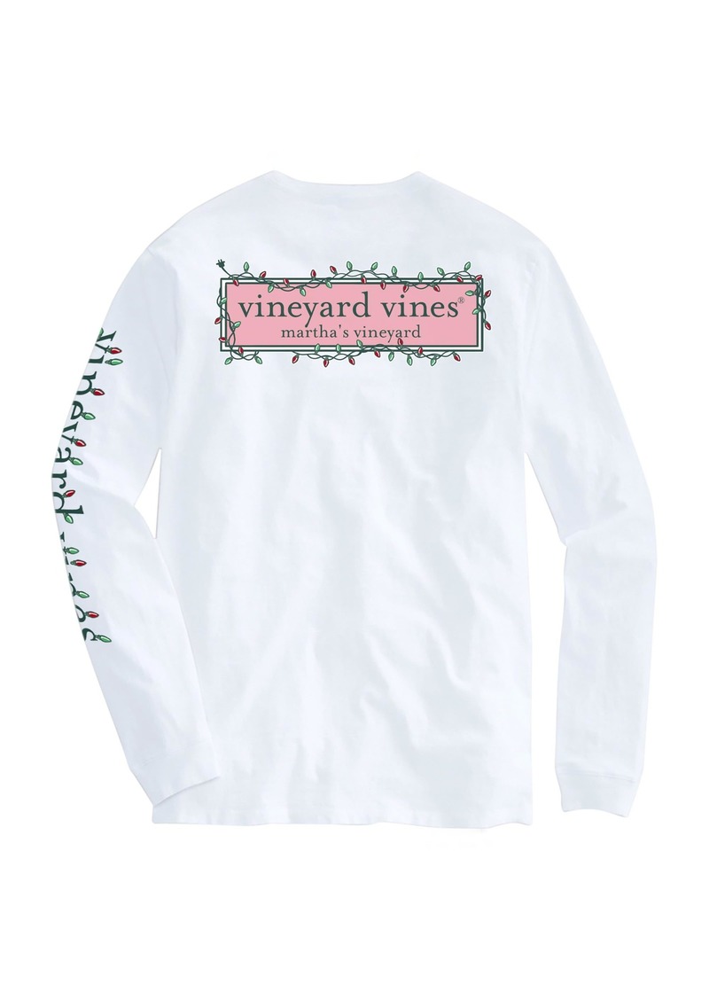 vineyard vines Men's String Lights Logo Box Long-Sleeve Pocket Tee